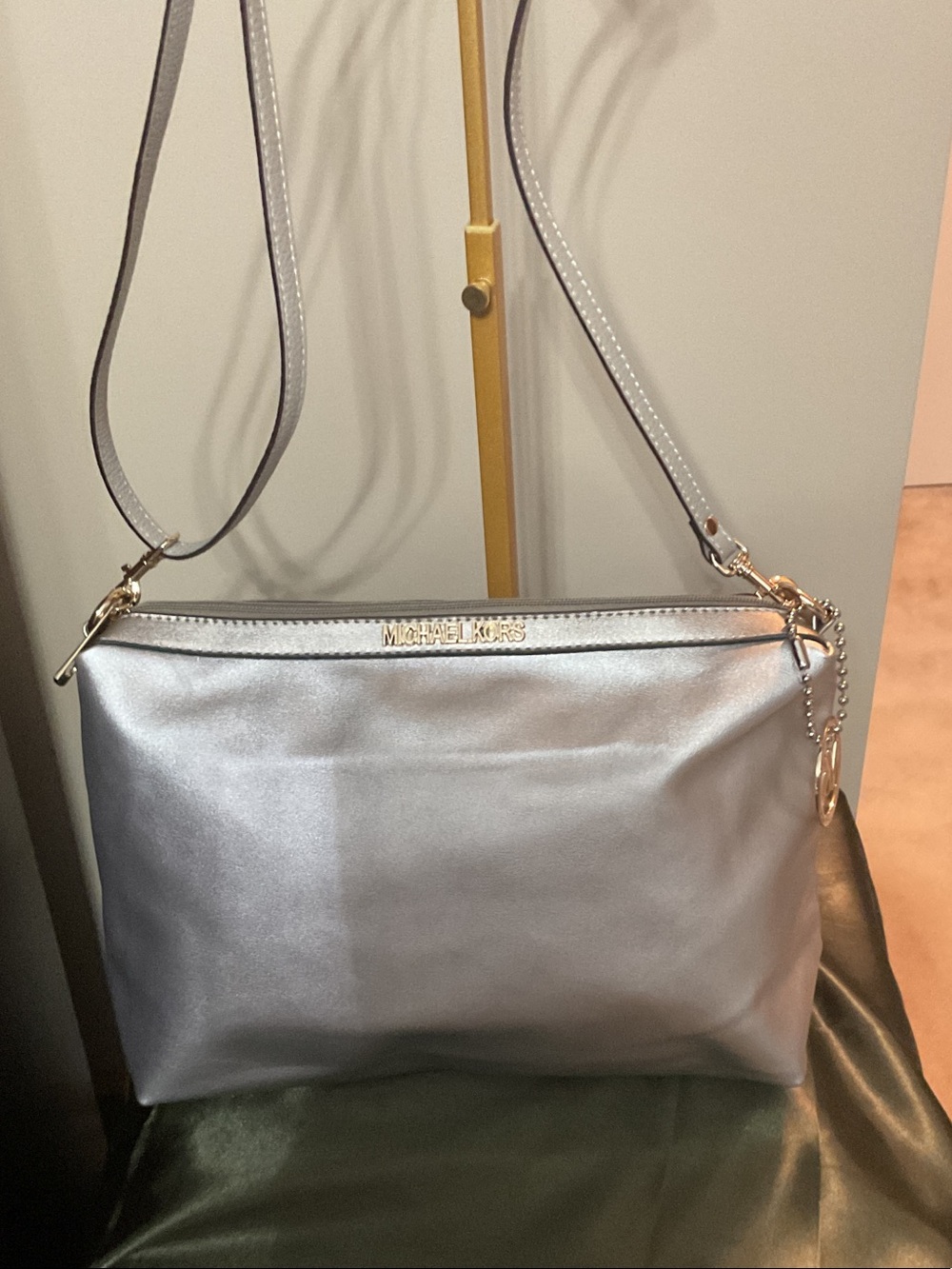 Michael Kors Silver Metallic Crossbody Bag